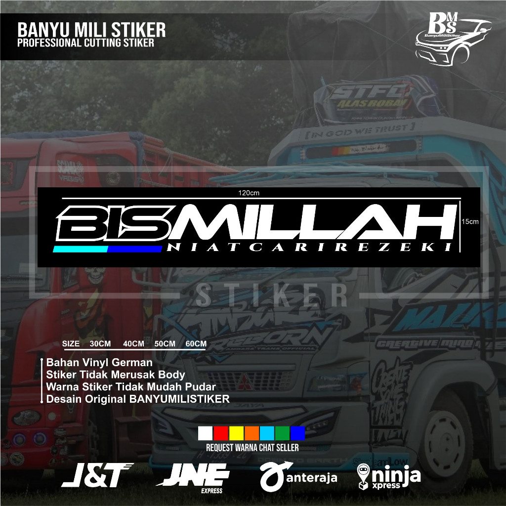 Stiker kaca bismillah sticker request kaca depan mobil pickup truk sticker request