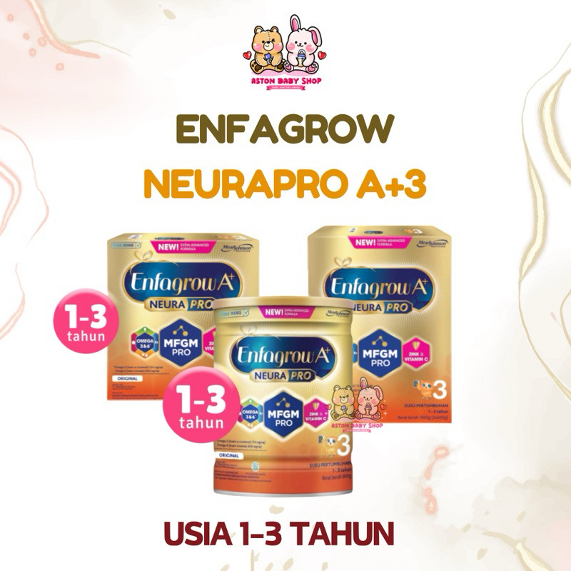 Enfagrow A+ 3 Tahap 3 Usia 1-3 Tahun Plain/Madu/Vanilla 400gr / 800gr / 1800gr | Susu Formula Anak B
