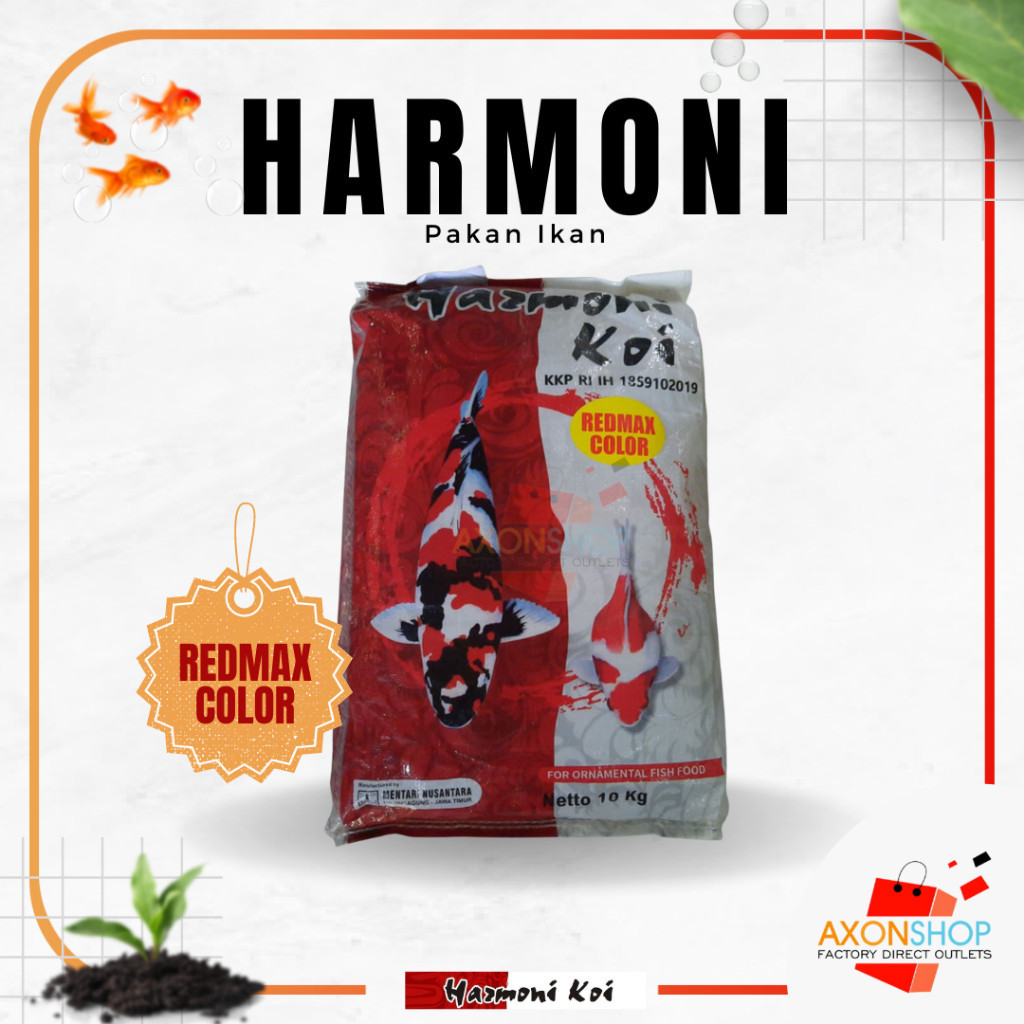 Pakan Koi Harmoni REDMAX Color 10 KG Pelet Ikan Untuk Warna, Pertumbuhan dan Nutrisi