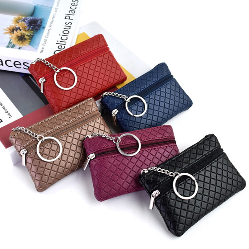 

Woven Pattern Coin Wallet Zipper Coin Purse Key Bags Change Purse Earphone Organizer Card Bags Simple Small Pocket Bags Pouch