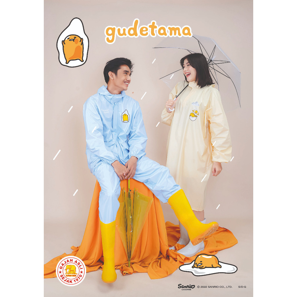 Jas Hujan Raincoat (TANPA CELANA) GUDETAMA - Elephant Brand - Sanrio License