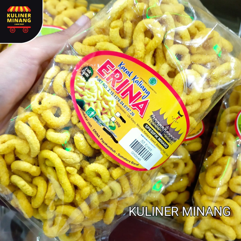 

Kuliner Minang Karak kaliang erina Oleh-Oleh 250g Asli Kampung Cemilan Makanan Payakumbuh Khas Padang Snack Jajanan Kabau Gurih Spicy Murah Renyah Resmi 100% Halal Original AX02