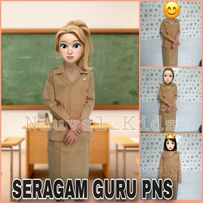 KA61TQ Baju Seragam Profesi GURU/Baju ASN /baju PNS Anak