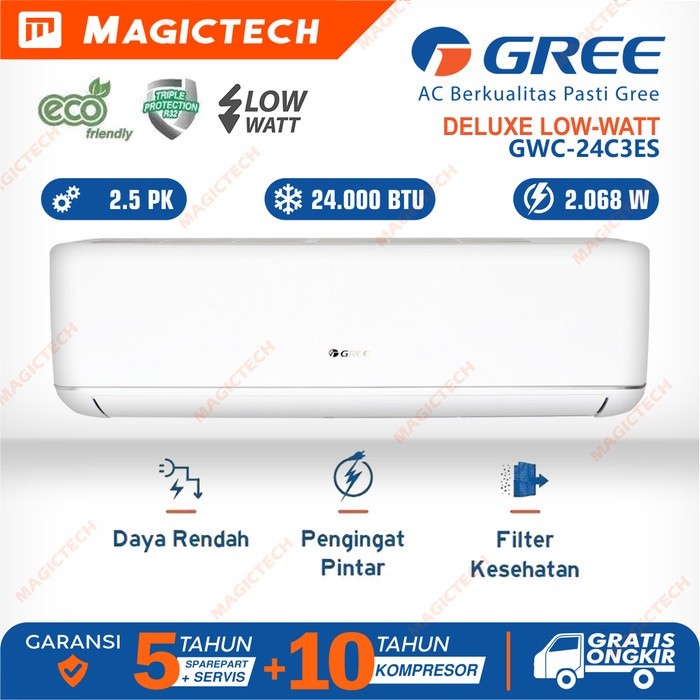 AC GREE Low Watt 2.5 PK (2,5 PK) GWC-24C3ES AC SPLIT R32 C3ES