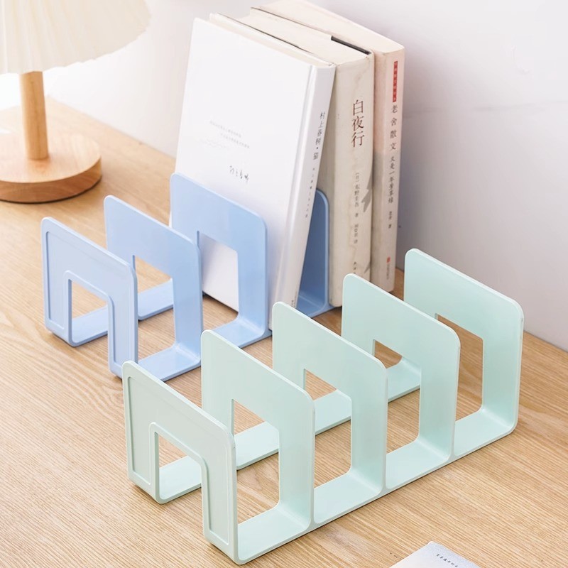 

4 Grid Bookends Stand Bookshelf Desktop Decor Storage Rack Bookend Book Holder School Stationery Office Desktop File Organizer