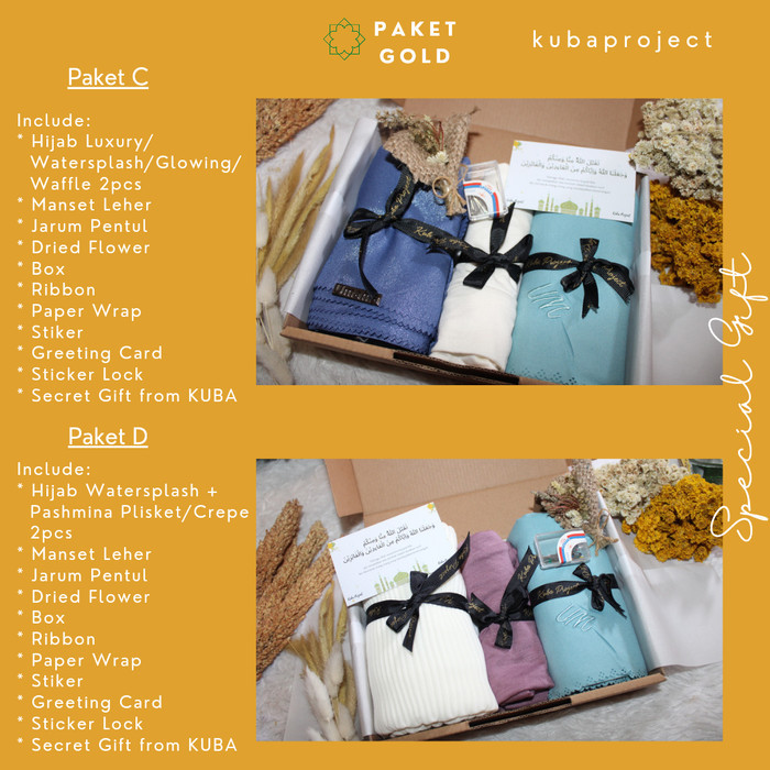 

PROMO!! - Hampers Hijab Gift Box Premium Hijab Parcel Ramadhan Parcel Lebaran - Paket Gold A, Birthday Card