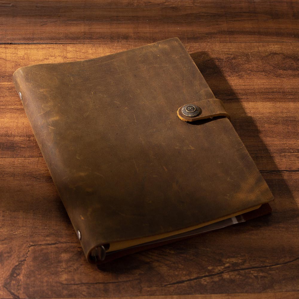 

handmade Traveler's Note Book notebook brown Genuine Leather Cowhide leather diary vintage loose leaf planner Sketchbook