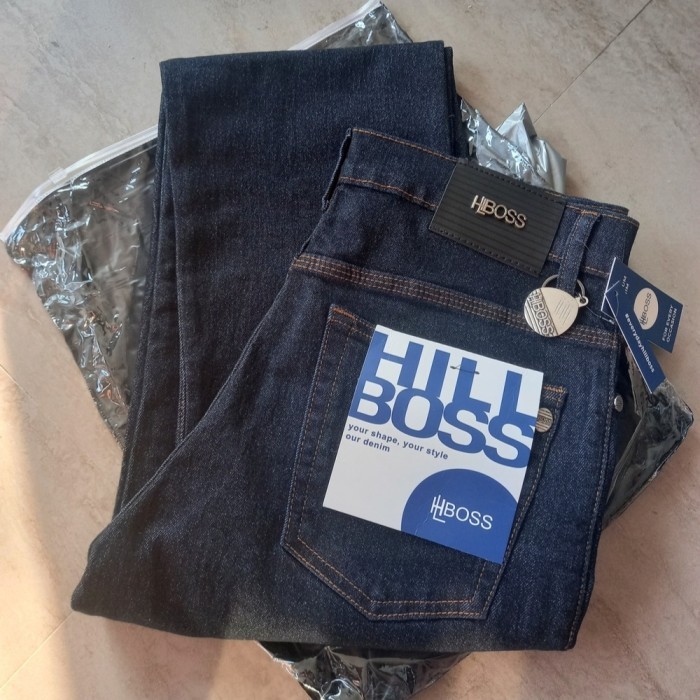 ✨BISA COD✨ -Celana Jeans BOSS  bahan stretch - biru dongker, 31