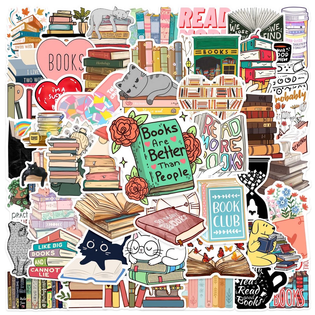 

10/30/50PCS Diary Book Reading Stickers Aesthetic DIY Scrapbook Notebook Phone Guitar Luggage Graffiti Sticker Toy