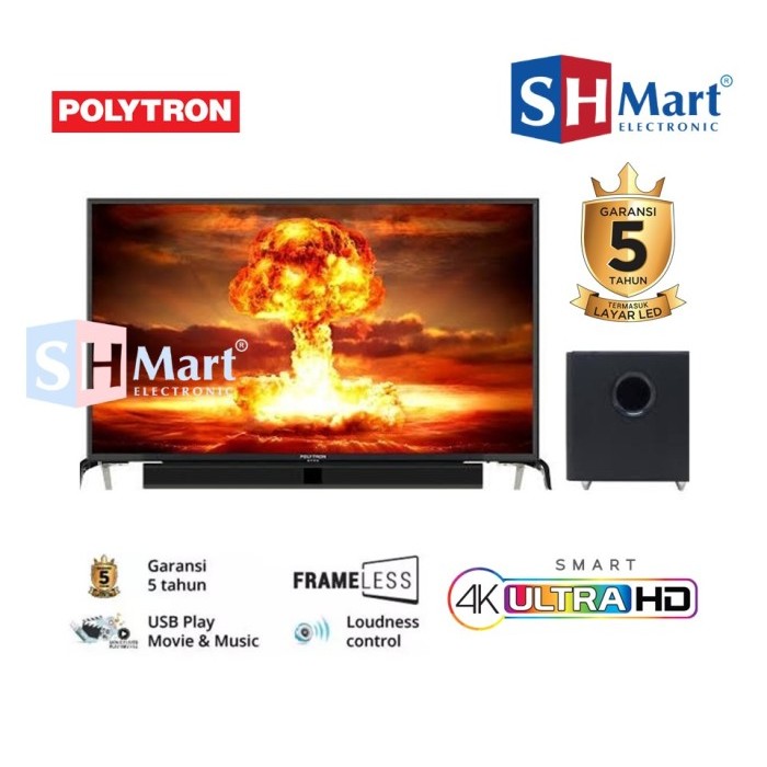 POLYTRON 55 INCH DIGITAL LED CINEMAX SOUNDBAR PLD55BU8850 (MEDAN)
