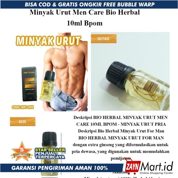 Bio herbal minyak urut men care original 10ml kesehatan pria