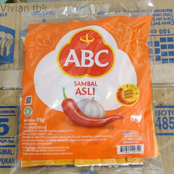 

vv Saus Sambal ABC Sachet Stick 8gr isi 22 per bungkus