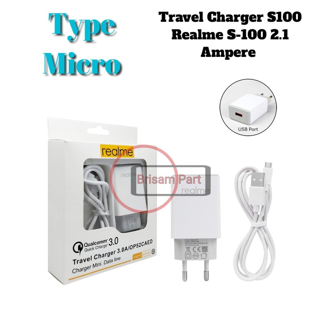 Travel Charger S100 Realme S-100 2.1 Ampere Realme C2 /C1 /Realme 5 /5i/5Pro /Realme A1k /C20/C15/C1