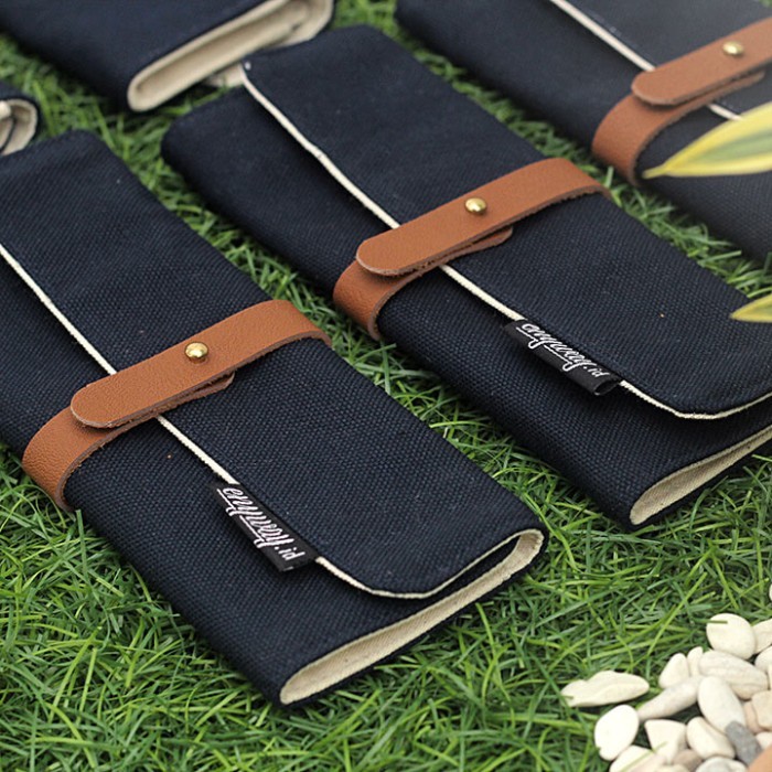 

[Promo] Tempat Pensil Gulung / Lipat, Roll Up Pencil Case Brown - Navy
