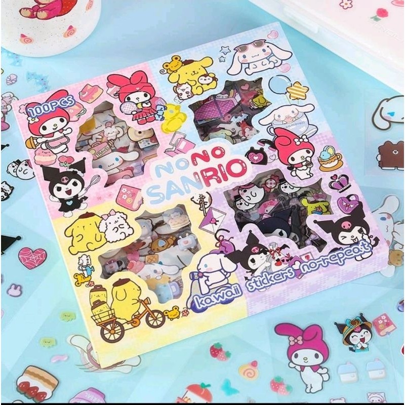 

Sticker SANRIO EDISI Isi 100 Lembar Waterproof Botol Tumbler Kartun Viral Lucu Korea DIY