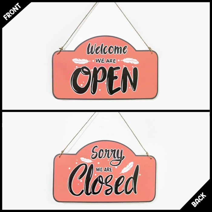 

Sign Open Closed , Tanda Buka Tutup Toko Cafe (Vintage) - salmon