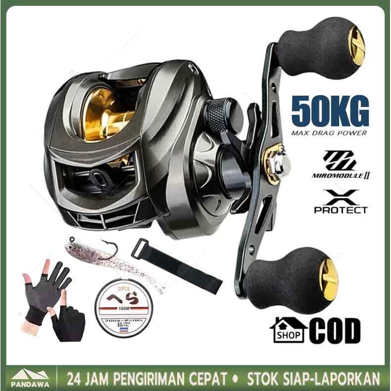Fishing Reel  Fishing Rod Set  Pancing BC Reel 7.2:1 Metal Fishing Reel Max Drag 8kg Sistem 1set ala