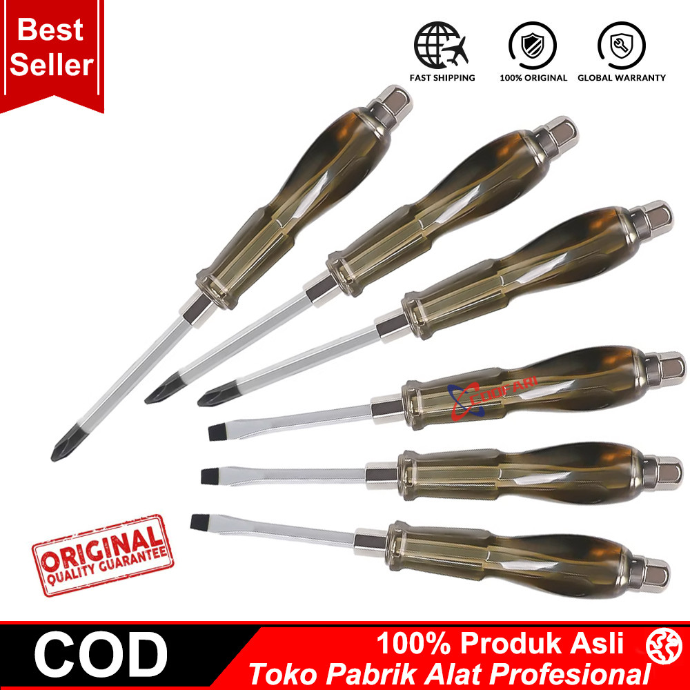 Obeng Ketok Set 6 Pcs Screwdriver Obeng Set Plus Minus