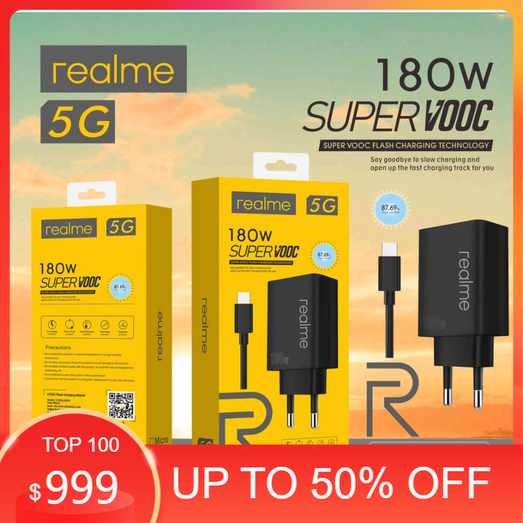 Charger Realme 180 Watt 5G Support FastCharging / Casan Hp Realme 11 Super Vooc kompatible semua hp 