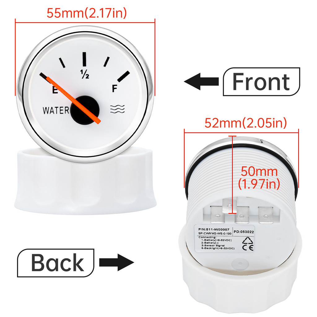 100-500mm Stainless Steel Marine Water Level Gauge Sensor Fit Boat Car Water Level Gauge Meter 0-190