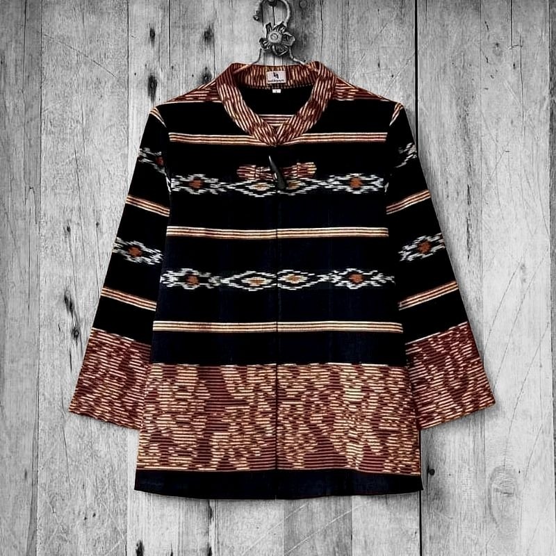 Blouse Baju Wanita Kerja Kantoran Kain Tenun Ziper