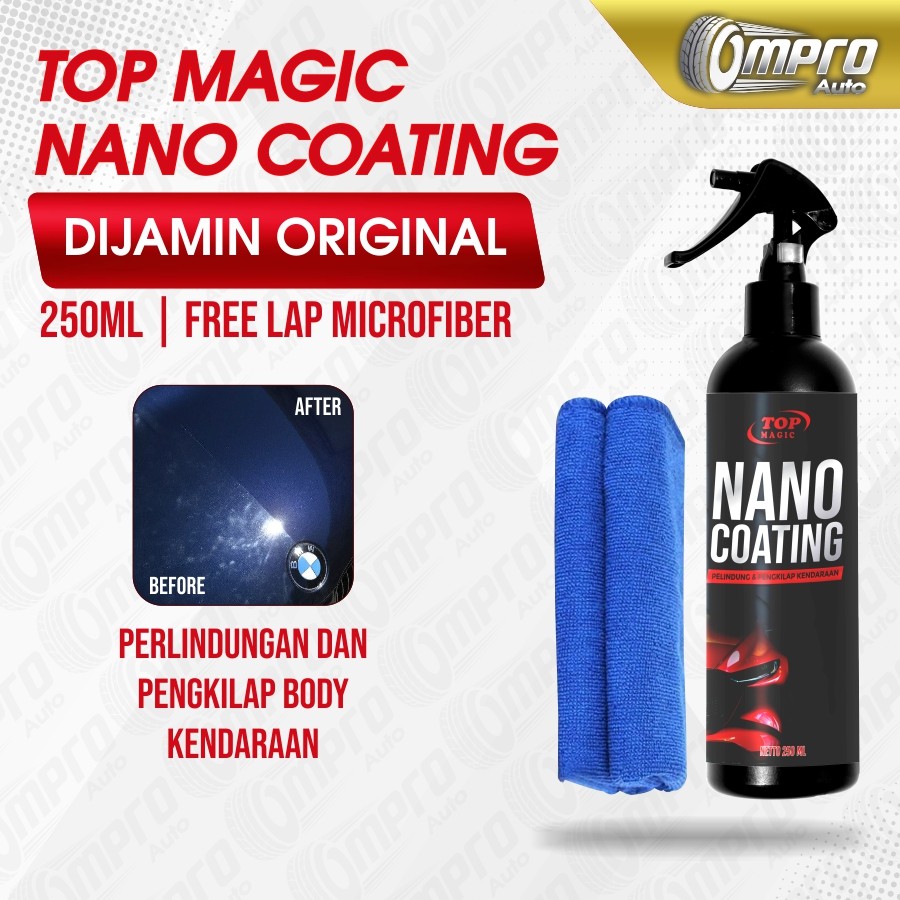 TOP NANO COATING 250 ML BONUS LAP MICROFIBER NANO COATING CERAMIC PENGKILAP BODY KACA MOBIL MOTOR CO