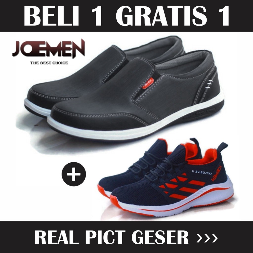 Joemen Sepatu Pria Joemen J 28 Gratis Sepatu Joemen J 49 Hitam Merah