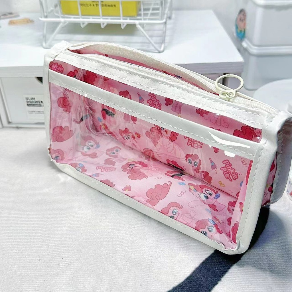 

TTSHOP Tempat pensil multifungsi pouch make up pink little pony kombinasi mika dan kain 91155