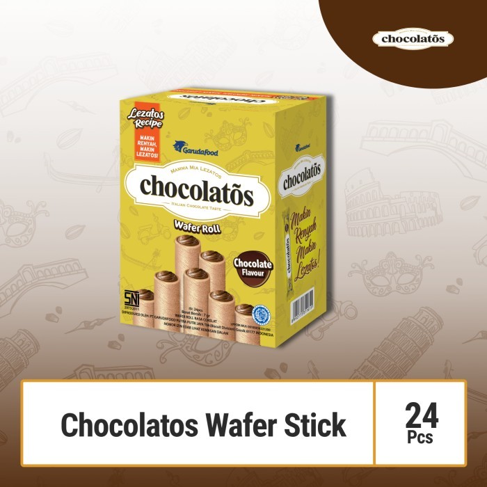 

Chocolatos - Wafer Stick Roll Coklat - 1 box / Isi 24pcs