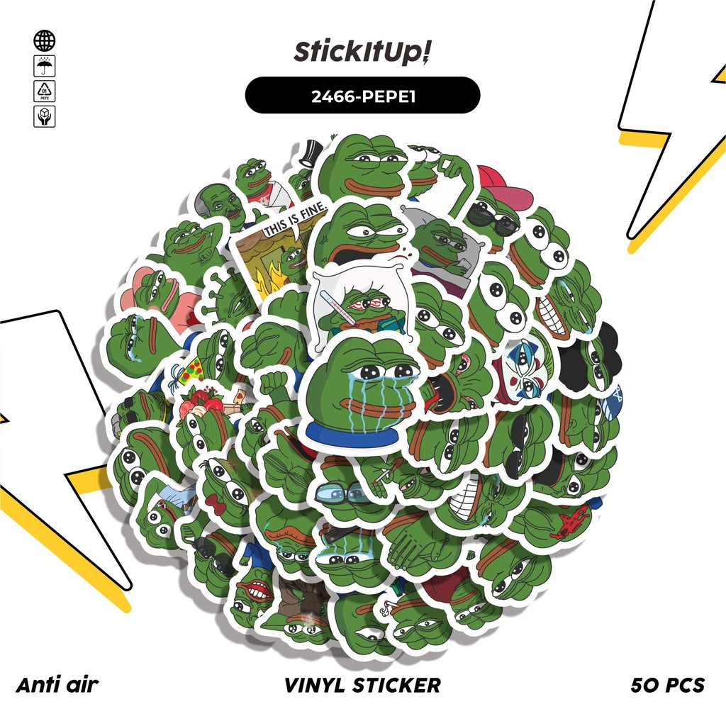 

COD✨ 50 Pcs Stiker Pack PEPE THE FROG MEME PACK 01 Lucu Aesthetic Vynil Waterproof untuk Freebies Sticker Buku Journal Casing HP Laptop