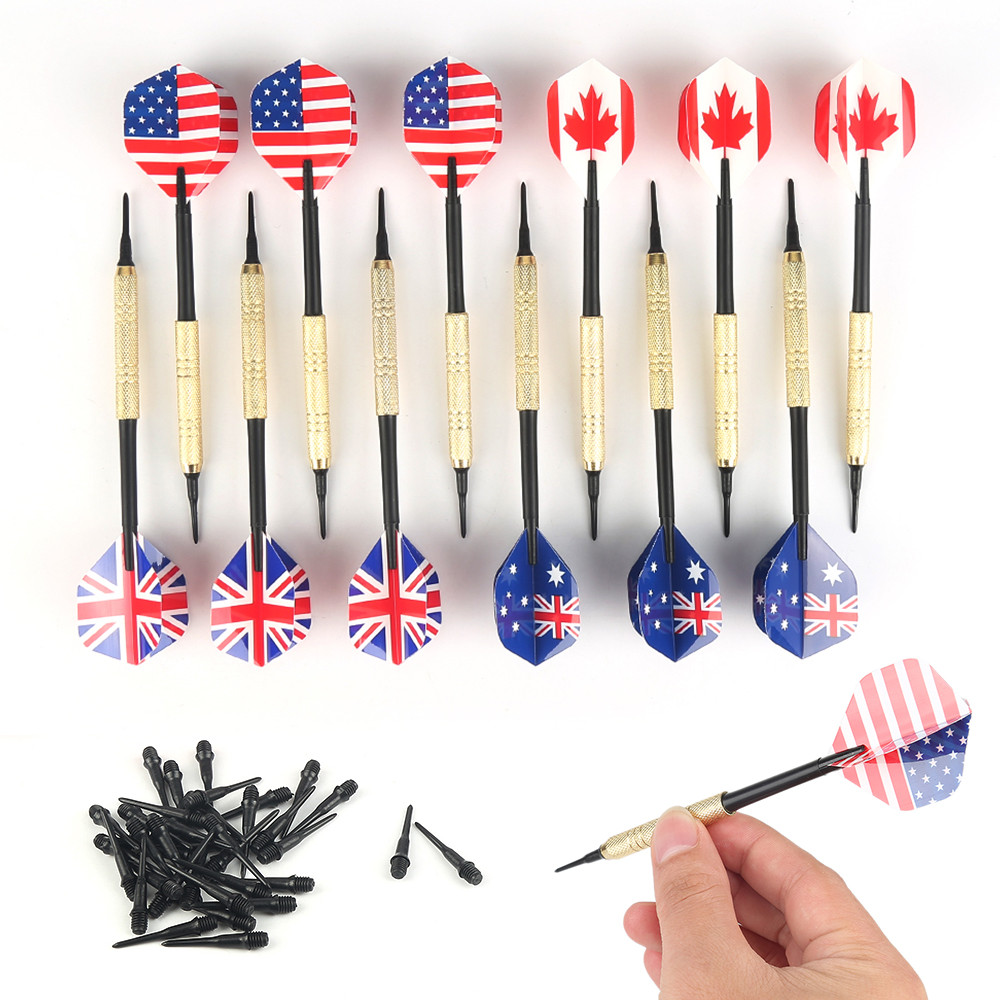12 Pcs/Sets Soft Darts With 36 Extra Replacement Tips Darts Nice Flights Needle Professional Plastic
