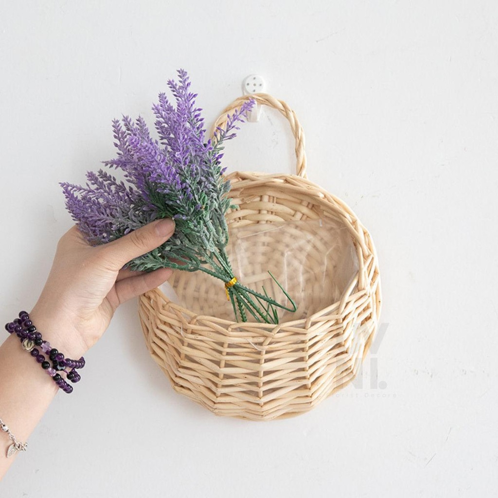 VAS GANTUNG DINDING / POT GANTUNG ROTAN KERANJANG DINDING TEMPEL GANTUNG