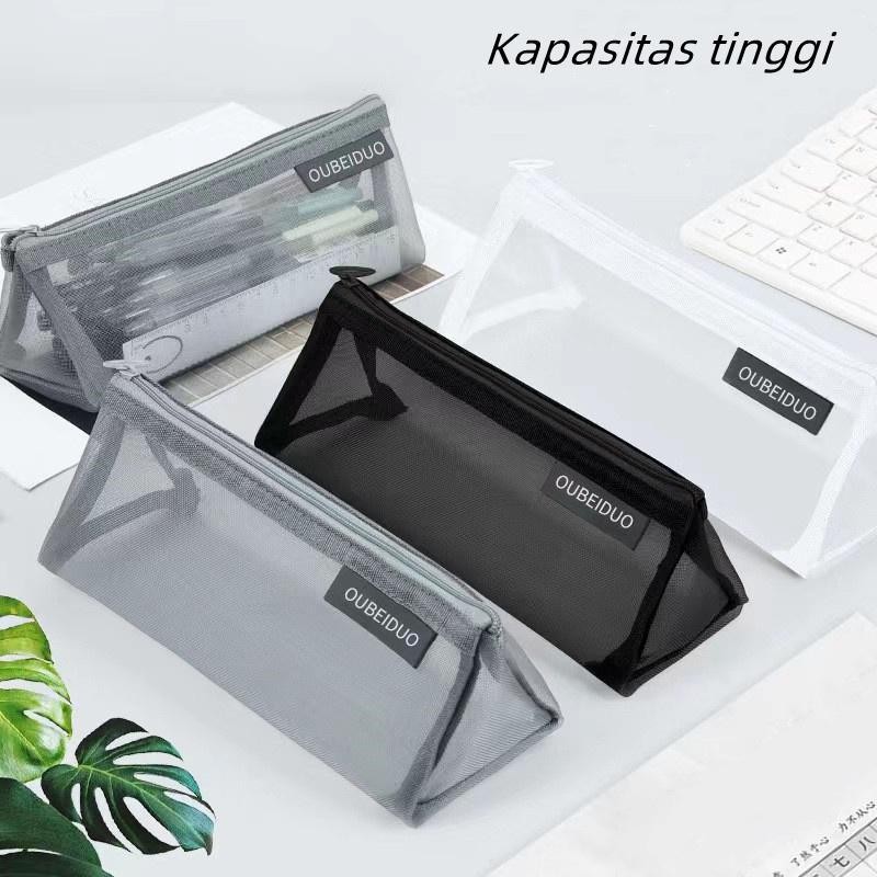 

KINHSHION LARGE TRIANGLE PENCIL CASE JD6103 UK. 22 X 5 X 10 - Tempat pensil jala berkapasitas besar transparan sederhana / tas alat tulis segitiga tiga dimensi