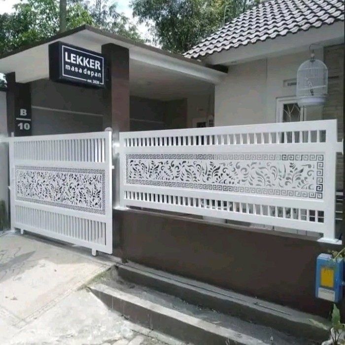 pagar rumah minimalis plat cutting laser sesuai motif custom