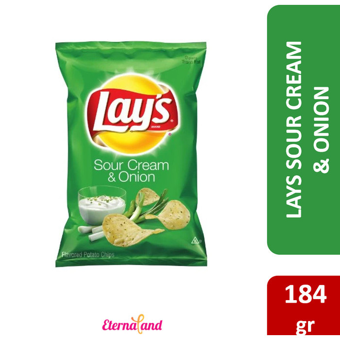 

Lays Snack 184 gr (6.5 oz) - Lays Keripik Kentang Impor USA - SourCreamOnion