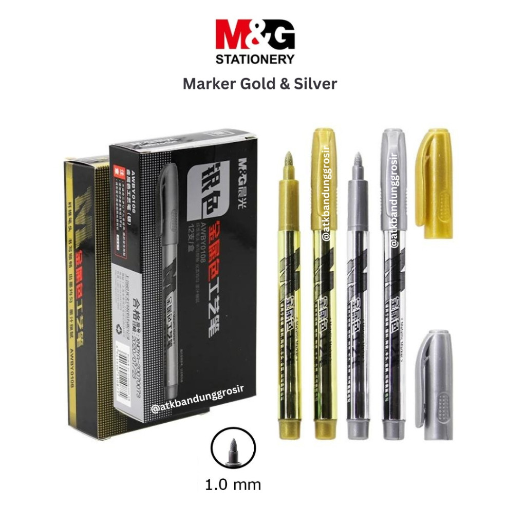 

Gold Marker & Silver Marker M&G Tip 1.0 mm Spidol Metalic Warna Gold & Silver Multifungsi #AWBY01071 - Satuan- SHSNP
