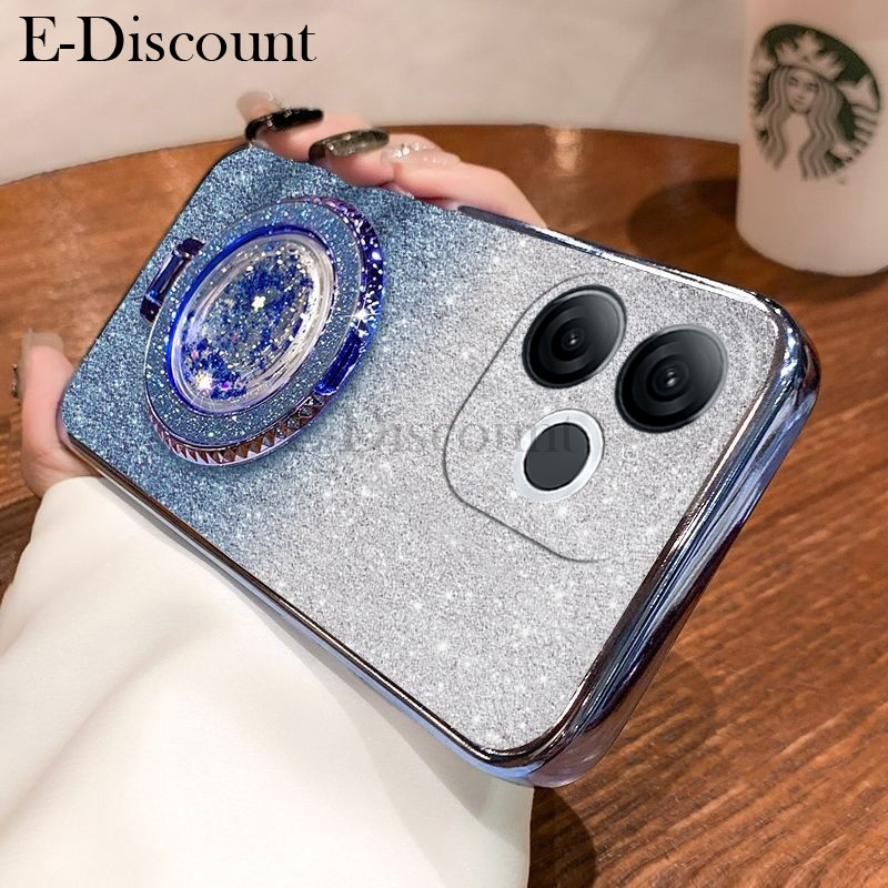 New Phone case itel A80 Back cover with Liquid Glitter Quicksand hourglass Stand Holder Luxury Shiny