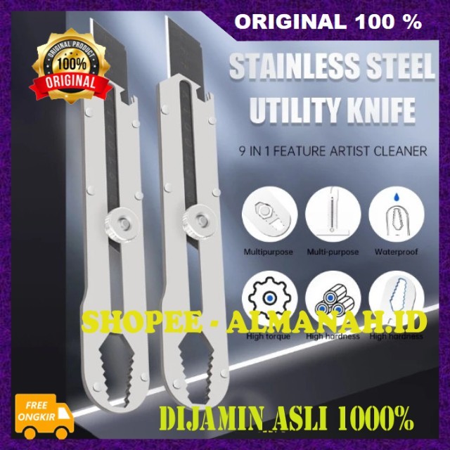 

[BISA COD] BELI 1 GRATIS 1 Cutter Multifungsi Pisau Cutter Stainless Set Cutter Multifungsi 10 in 1 Cutter Serbaguna ASLI