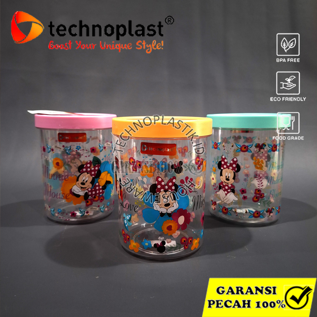 TECHNOPLAST Minnie Mouse Canister 1150Ml |Toples Plastik Arcylic 1,15L