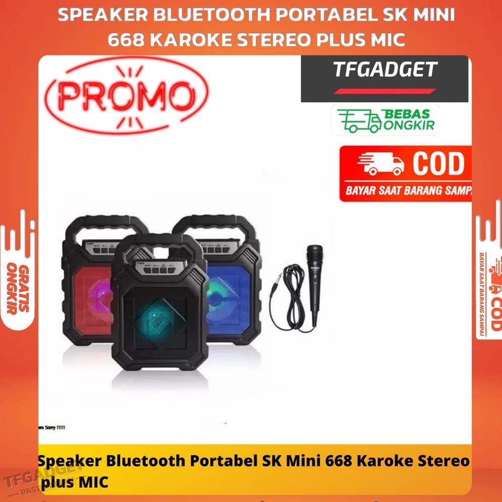 Speaker Bluetooth Portabel SK Mini 668 Karoke Stereo plus MIC
