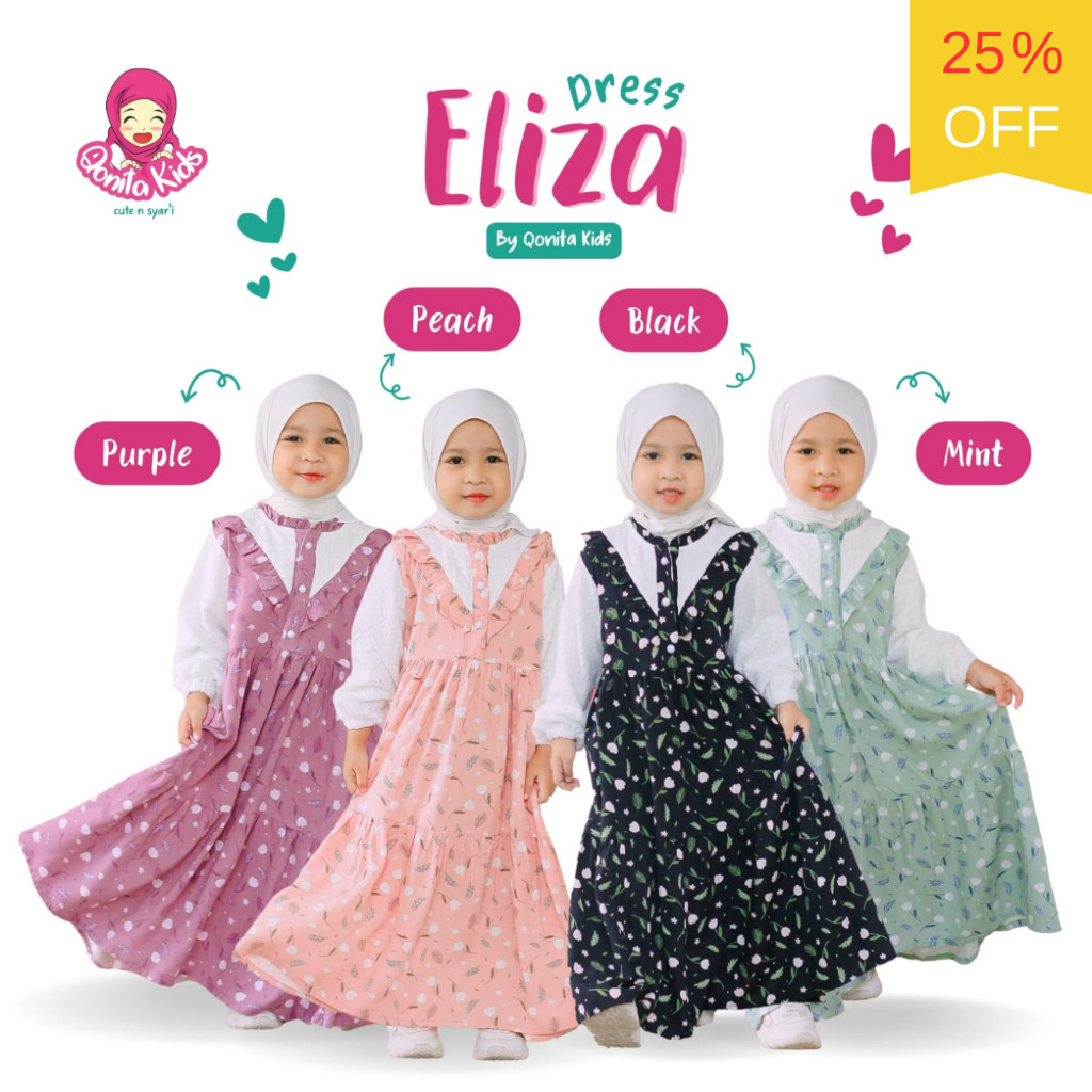 QUITTA - ELIZA DRESS Tanpa Hijab (0 - 9th) By QonitaKids Gamis Anak Perempuan, Gamis Anak Perempuan 
