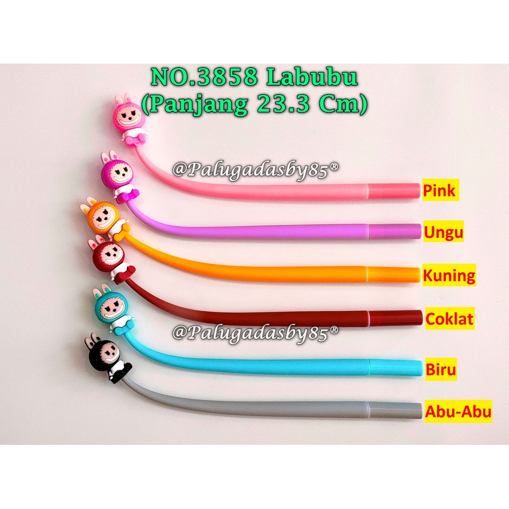 

(1 Biji) Gelpen Goyang Labubu 3858 0.5 Hitam / Gelpen Kepala Labubu / Bolpen GXIMP NO.3858 Labubu