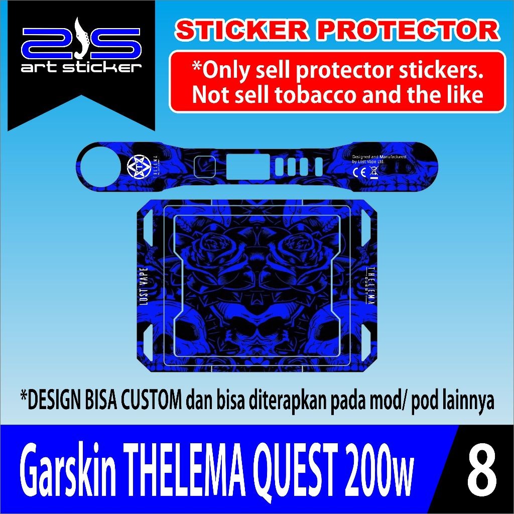 StikerTelemaQuest Skull Blue UV Printing