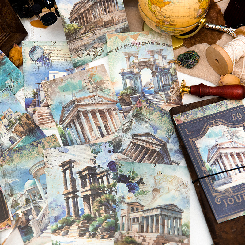 

30pcs Travel Scenery Deco Scrapbook Vintage Material Paper Combo Kit DIY Junk Journal Collage Photo Album Retro Background paper