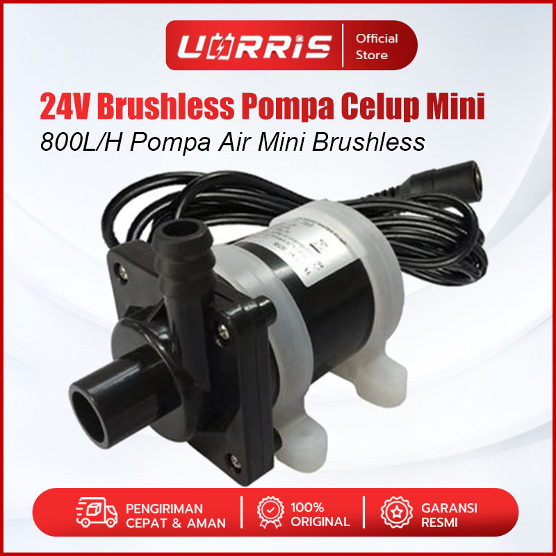 UORRIS DC 24V Brushless Pompa Celup Mini DC 24Volt 22Watt 5m 800L/H Pompa Air Mini Brushless Aquariu
