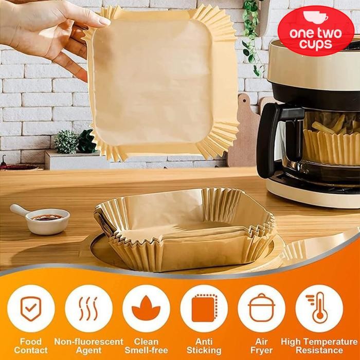 

TERLARIS! 50 PCS Kertas Alas Masak Ketahanan Suhu 220°C Air Fryer Paper Liner Non Stick - MJ5 - Putih 16 cm