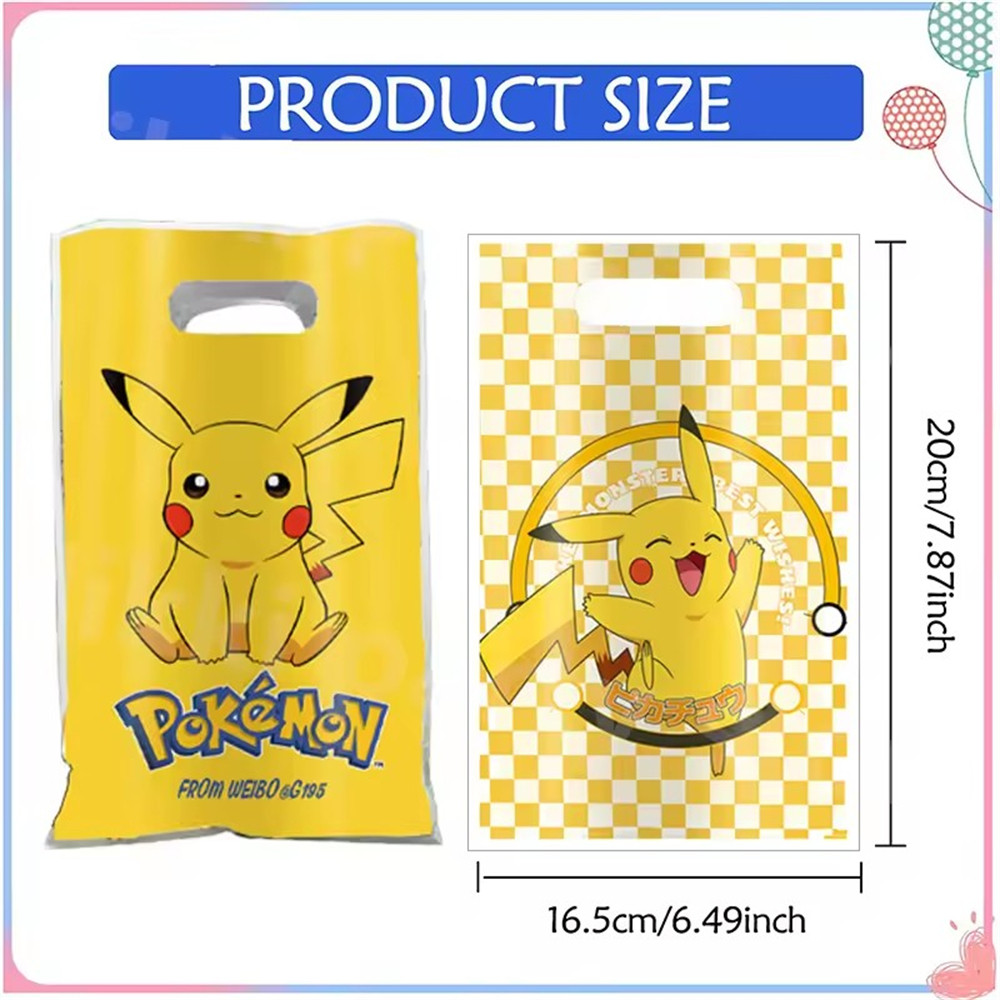 

10/20pcs Pokemon Party Gift Bags With Handle Pika u Goodie Bags Candy Packing Bag Loot Bag Kids Girls Birthday Party Decoration
