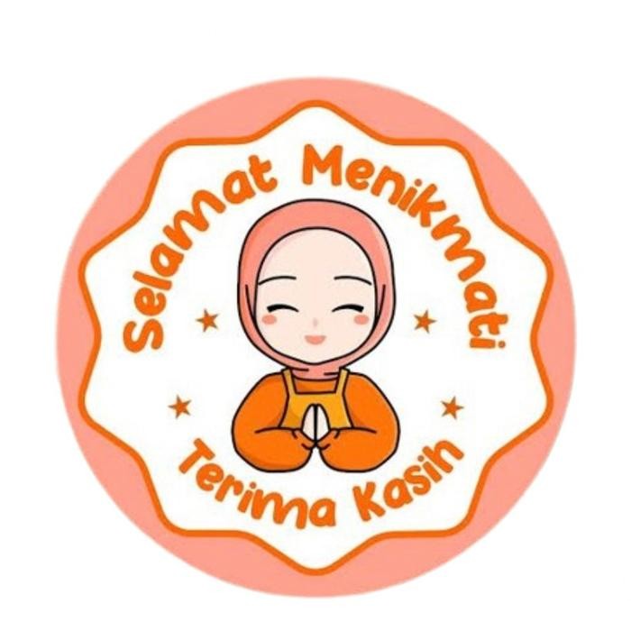 

f z e Stiker Selamat Menikmati Sticker 500 Pcs Bulat Roll Makanan Kue Terima Kasih ukuran 2,5cm ST001 - #01NG