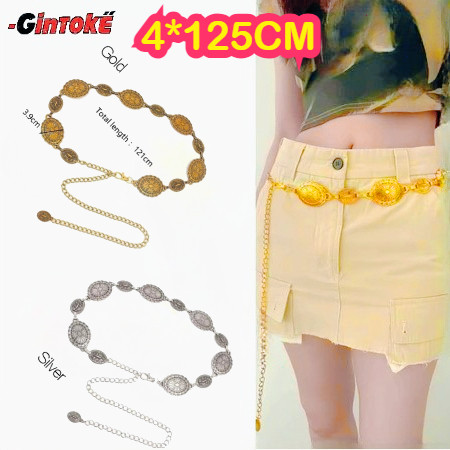 BGS-435 Wanita Rantai Logam Berukir 4×125cm Sabuk Rantai Fashion Elegan/Belt Rantai Wanita / Ikat Pi