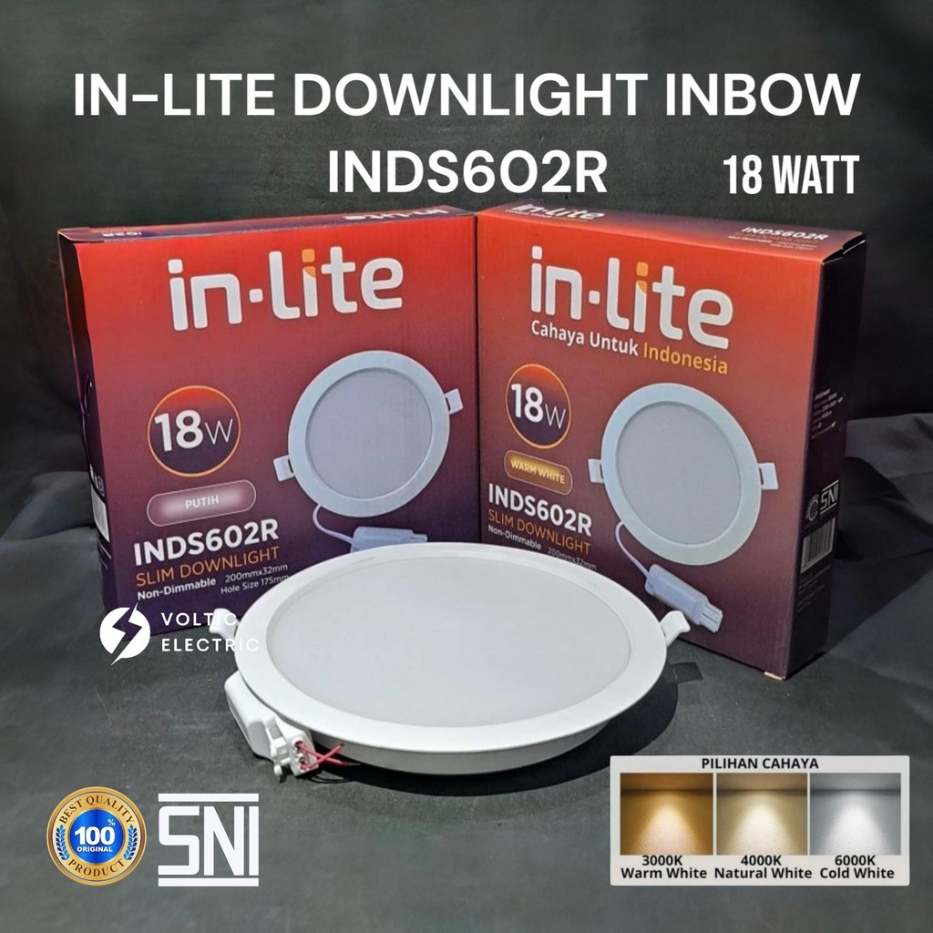 Lampu Downlight Led Plafon Inlite 18 Watt LED Downlight Slim INLITE INDS602R 18W WATT